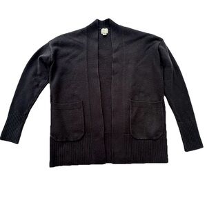 A New Day Womens XS Open Front Cardigan Black Knit Sweater Pockets